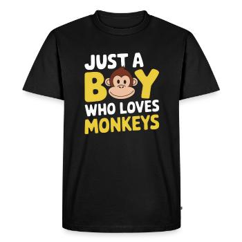 Just A Boy Who Loves Monkeys - Men's Premium Organic T-Shirt - black - Front - Nico (187cm)