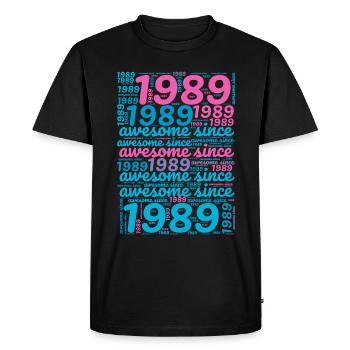 Awesome since 1989 - Retro Birthday - Men's Premium Organic T-Shirt - black - Front - Nico (187cm)