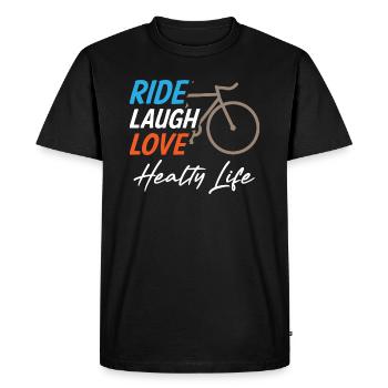 Ride Laugh Love Healty Life - Men's Premium Organic T-Shirt - black - Front - Nico (187cm)
