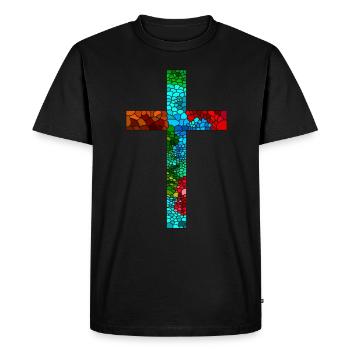 Cross Jesus God Religion colorful crucifix colorful - Men's Premium Organic T-Shirt - black - Front - Nico (187cm)