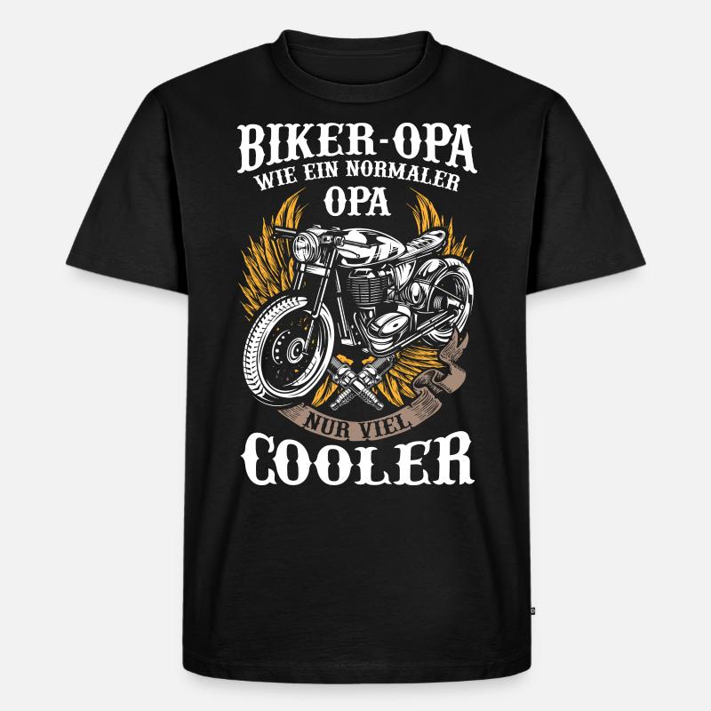 Motorrad Opa Biker Cooler Rentner Geschenk - Männer Premium Bio T-Shirt - Schwarz