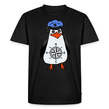 Penguin Maritim Captain Compass Windrose - Men's Premium Organic T-Shirt - black - Front - Nico (187cm)