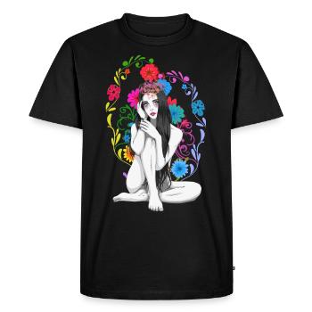 Flowers Spring Fantasy Sexy Girl Spring Beginning - Men's Premium Organic T-Shirt - black - Front - Nico (187cm)