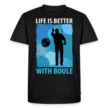 Pétanque Pétanque Pétanque Pétanque Pétanque - T-shirt Premium bio Homme - noir - Devant - Nico (187cm)