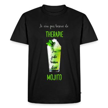 Thérapie mojito besoin unique - T-shirt Premium bio Homme - noir - Devant - Nico (187cm)
