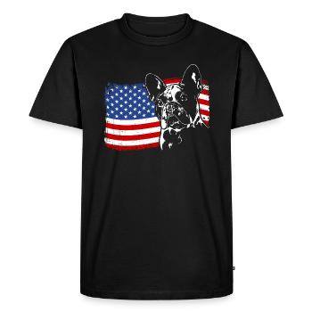 Bouledogue Français Amérique Flag Chiens Wilsigns - T-shirt Premium bio Homme - noir - Devant - Nico (187cm)