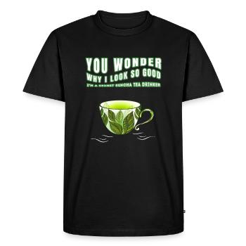 JE SUIS UN BUVEUR DE THÉ SENCHA SECRET SENCHATEE TEE - T-shirt Premium bio Homme - noir - Devant - Nico (187cm)