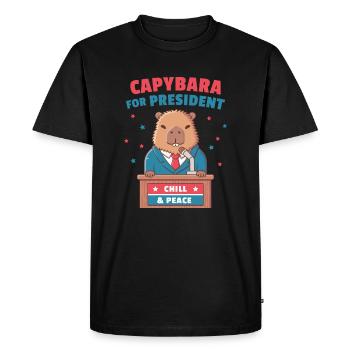 Funny Capybara For President Chill And Peace - Men's Premium Organic T-Shirt - black - Front - Nico (187cm)