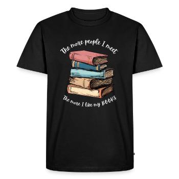 Pile de livres. Vous aimez les livres - T-shirt Premium bio Homme - noir - Devant - Nico (187cm)