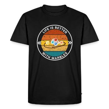 LA VIE EST PLUS BELLE AVEC LES BILLES Play Marble - T-shirt Premium bio Homme - noir - Devant - Nico (187cm)