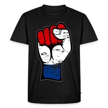 Holland flag fist used - Men's Premium Organic T-Shirt - black - Front - Nico (187cm)