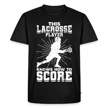Lacrosse Boy - Men's Premium Organic T-Shirt - black - Front - Nico (187cm)