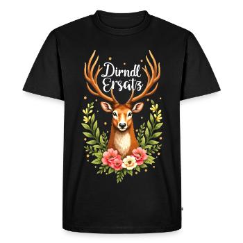 Dirndl Replacement Deer Flowers Traditional Costume Bavarian - Men's Premium Organic T-Shirt - black - Front - Nico (187cm)