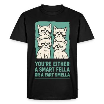 Fella intelligent ou pet Smella Cats Meme Humour - T-shirt Premium bio Homme - noir - Devant - Nico (187cm)