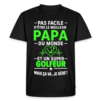 Heart + Golf – Super Dad Golfer - Men's Premium Organic T-Shirt - black - Front - Nico (187cm)