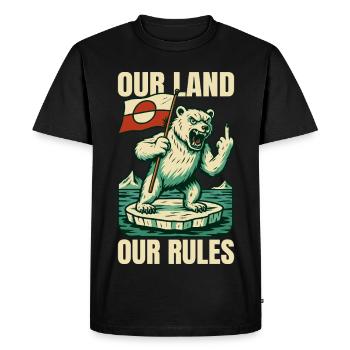 Notre terre, nos règles, le Groenland n’est pas à vendre - T-shirt Premium bio Homme - noir - Devant - Nico (187cm)