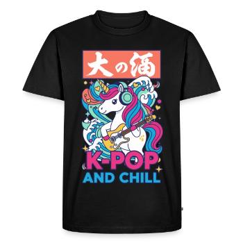 Cute Unicorn K-Pop And Chill Korean Music Anime - Men's Premium Organic T-Shirt - black - Front - Nico (187cm)