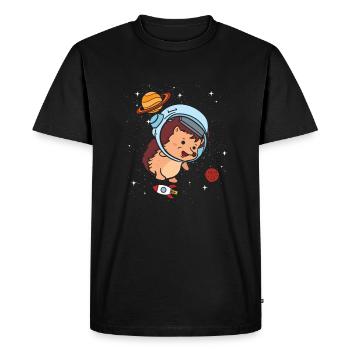 Hedgehog astronaut space galaxy space travel gift - Men's Premium Organic T-Shirt - black - Front - Nico (187cm)