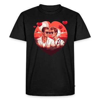 Idée de Saint-Valentin gay LGBT pour les gays - T-shirt Premium bio Homme - noir - Devant - Nico (187cm)