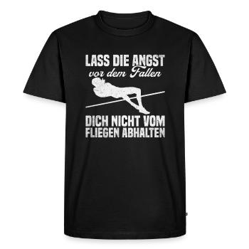 Saut en hauteur - Laisser la peur de tomber - T-shirt Premium bio Homme - noir - Devant - Nico (187cm)