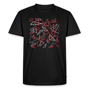 Triangle design red / gray - Men's Premium Organic T-Shirt - black - Front - Nico (187cm)