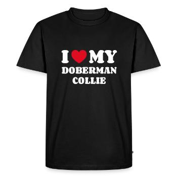 J’aime mon Doberman Collie - T-shirt Premium bio Homme - noir - Devant - Nico (187cm)