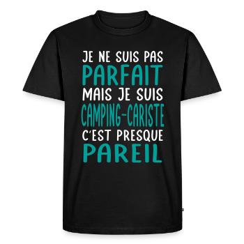 Pas parfait mais je suis camping-cariste - T-shirt Premium bio Homme - noir - Devant - Nico (187cm)
