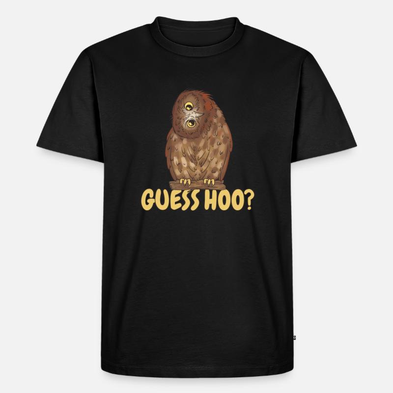 Eule Guess Hoo - Männer Premium Bio T-Shirt - Schwarz