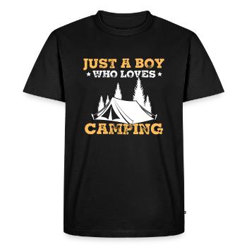 Juste un garçon qui aime le camping - T-shirt Premium bio Homme - noir - Devant - Nico (187cm)
