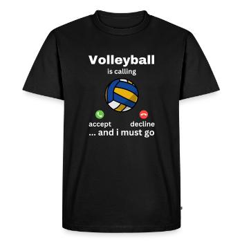 Le volley-ball m’appelle et je dois y aller - T-shirt Premium bio Homme - noir - Devant - Nico (187cm)