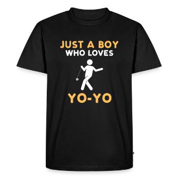 Juste un garçon qui aime Yoyo - T-shirt Premium bio Homme - noir - Devant - Nico (187cm)
