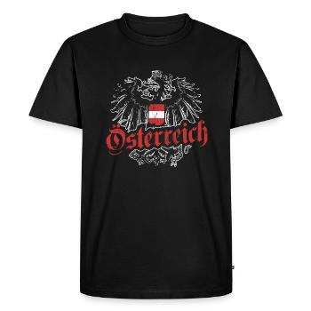 AUTRICHE ARMOIRIES AIGLES D’AUTRICHE DRAPEAU - T-shirt Premium bio Homme - noir - Devant - Nico (187cm)