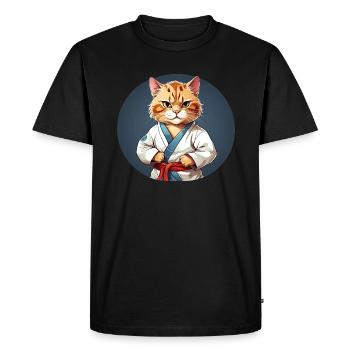 Chat de Karaté - Cat Design - T-shirt Premium bio Homme - noir - Devant - Nico (187cm)