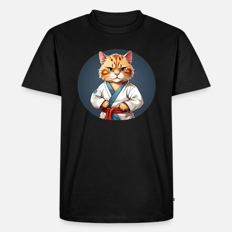 Karate Katze - Katzendesign - Männer Premium Bio T-Shirt - Schwarz
