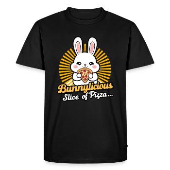 Bunnylicious Tranche De Pizza Mignon Lapin Kawaii - T-shirt Premium bio Homme - noir - Devant - Nico (187cm)
