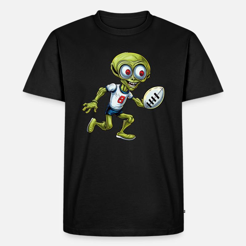 Rugby Alien - Männer Premium Bio T-Shirt - Schwarz