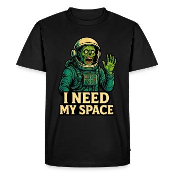 Astronaute zombie - J’ai besoin de mon espace - T-shirt Premium bio Homme - noir - Devant - Nico (187cm)