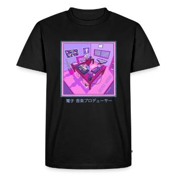 Vaporwave, producteur de musique électronique Synthwave - T-shirt Premium bio Homme - noir - Devant - Nico (187cm)