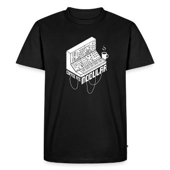 Café et synthétiseur modulaire pour musicien - T-shirt Premium bio Homme - noir - Devant - Nico (187cm)