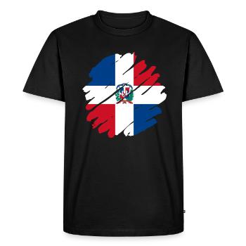 République dominicaine Drapeau Dom Rep Flag Trip - T-shirt Premium bio Homme - noir - Devant - Nico (187cm)