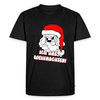 Comicstyle Pudelmotiv - Weihnachten ohne mich - Männer Premium Bio T-Shirt - Schwarz - Vorne - Nico (187cm)