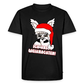 Comicstyle Alpakamotiv - Weihnachten ohne mich - Männer Premium Bio T-Shirt - Schwarz - Vorne - Nico (187cm)