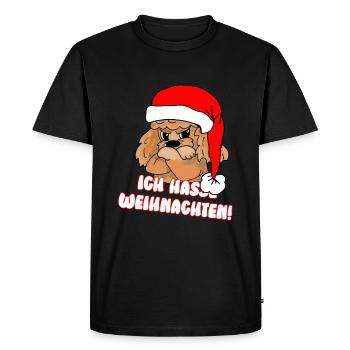 Comicstyle Pudelmotiv - Weihnachten ohne mich - Männer Premium Bio T-Shirt - Schwarz - Vorne - Nico (187cm)