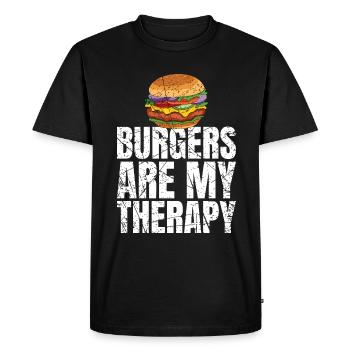 Burgers Are My Therapy Foodie Fast Food - Men's Premium Organic T-Shirt - black - Front - Nico (187cm)