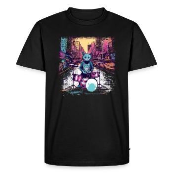 Cat Drummer Music Animal Drums Wild Cat - T-shirt Premium bio Homme - noir - Devant - Nico (187cm)