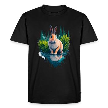 Belle illustration d’un lapin - T-shirt Premium bio Homme - noir - Devant - Nico (187cm)
