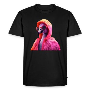 Flamant rose avec lunettes de soleil Colorful Cool Flamants roses - T-shirt Premium bio Homme - noir - Devant - Nico (187cm)