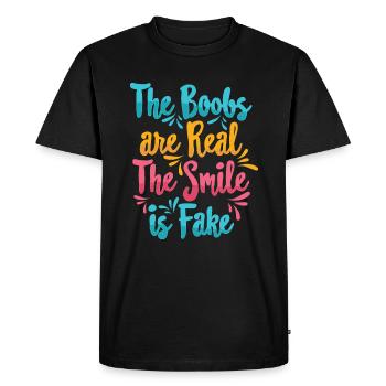 Boobs are real Smile is fake - T-shirt Premium bio Homme - noir - Devant - Nico (187cm)