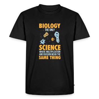 Biology Quote Math Multiplication Division - Men's Premium Organic T-Shirt - black - Front - Nico (187cm)