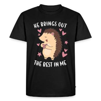 Hedgie He Brings Out The Best In Me Hedgehog - Men's Premium Organic T-Shirt - black - Front - Nico (187cm)